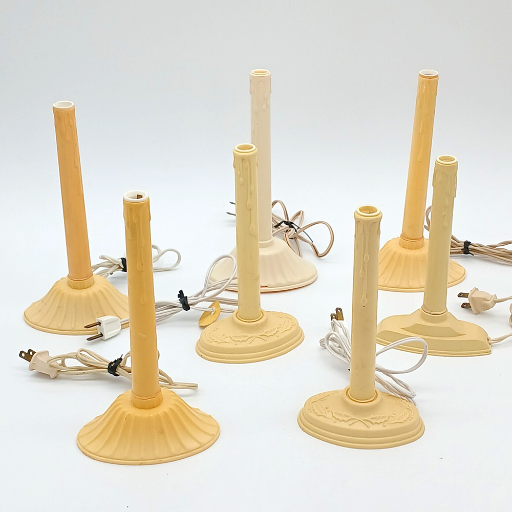 Set of 7 Vintage Electric Window Candles Wax Drip Christmas Lights C7 1970s
